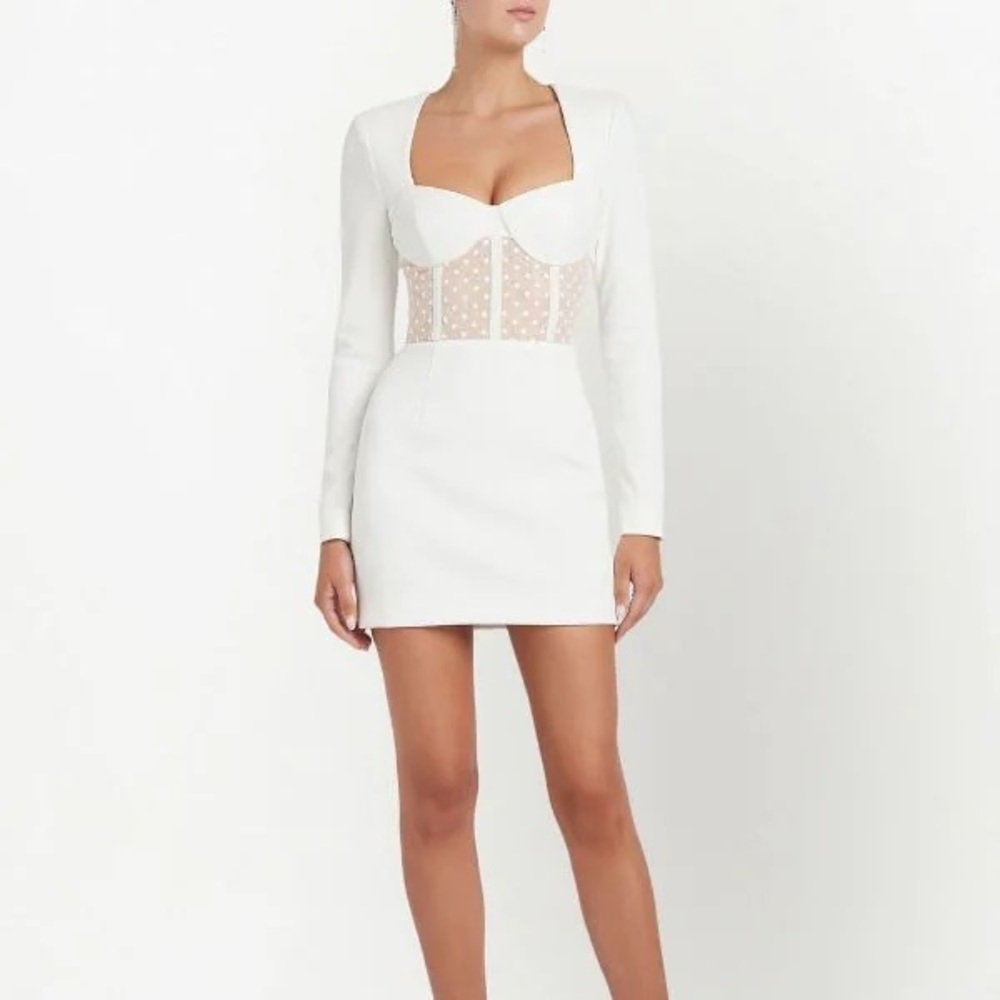 Rebecca Vallance, White Francine bodice mini-dress